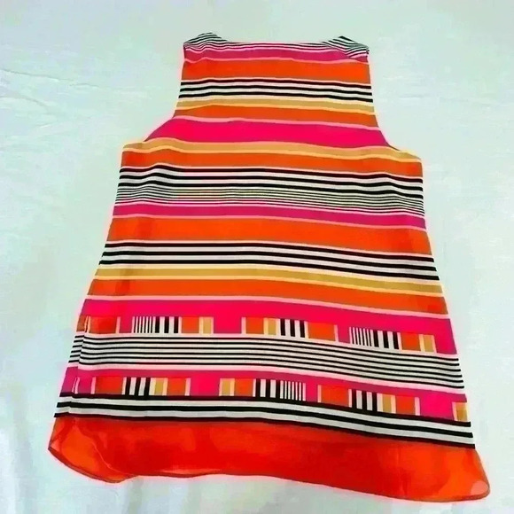 Rose + Olive sleeveless blouse, bright colors, with liner. - Picture 11 of 12